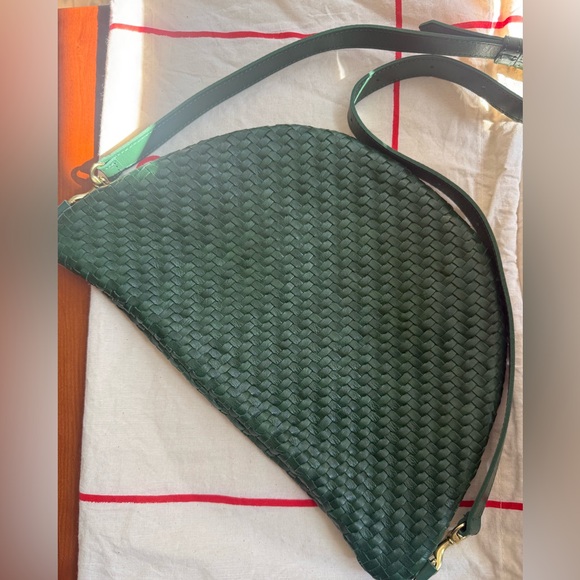 CLARE V. GRANDE FANNY in EVERGREEN Cross body handwoven Leather Bag  NWOT - Picture 3 of 7